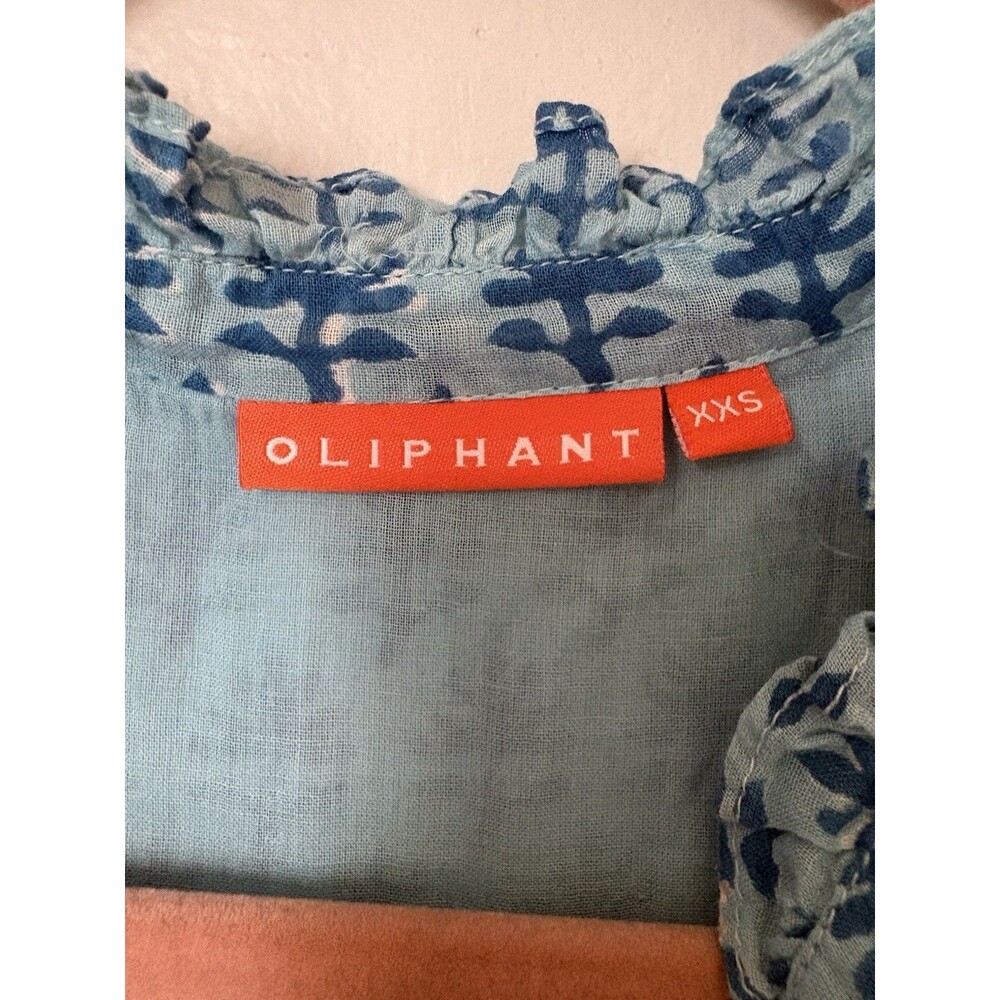 Oliphant Flirty Mini Dress XXS Blue Tiered Sleeveless V-Neck Gauze Boho Beach - Picture 4 of 15